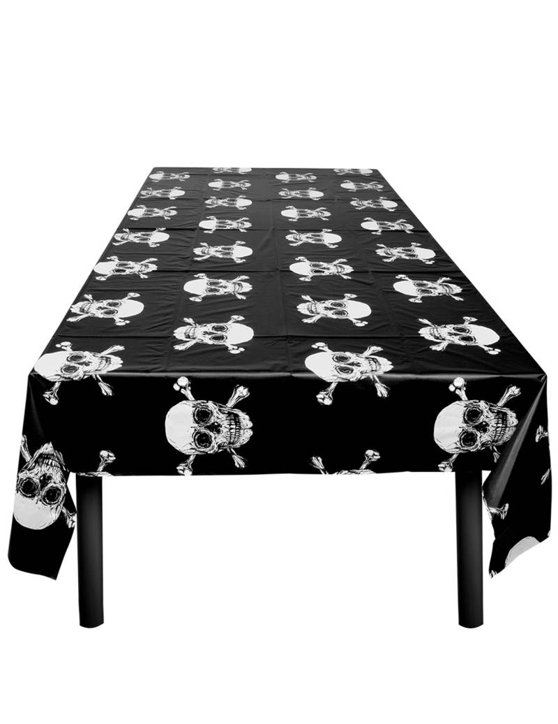 Jolly Roger-Tischdecke Kindergeburtstags-Deko schwarz-weiss 130x180 cm von BOLAND BV