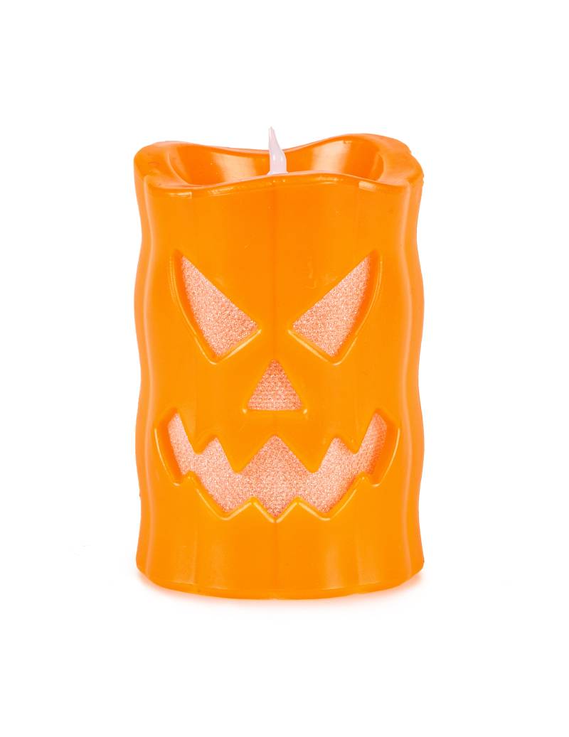 Kürbis LED-Kerze Halloween Tischdeko 10cm orange von BOLAND BV