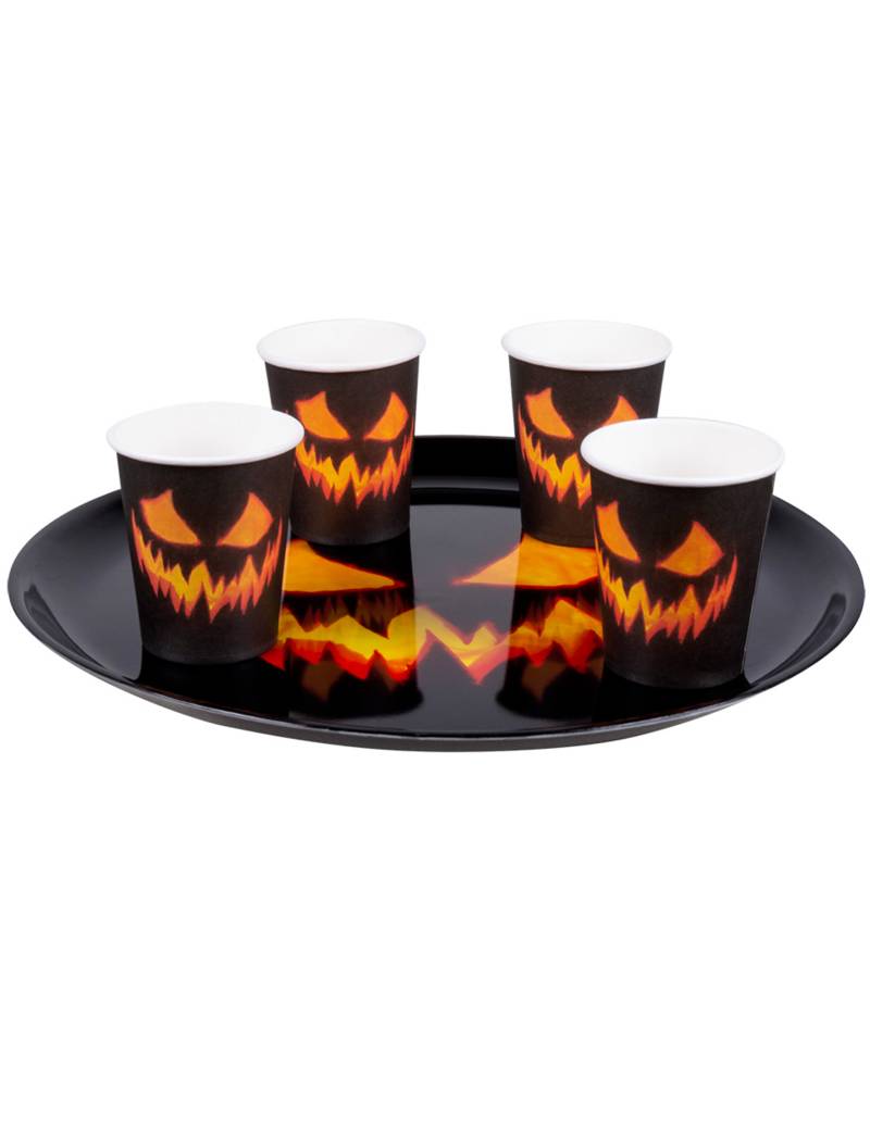 Kürbis-Tablett Halloween-Partydeko schwarz-orange 34,5 cm von BOLAND BV