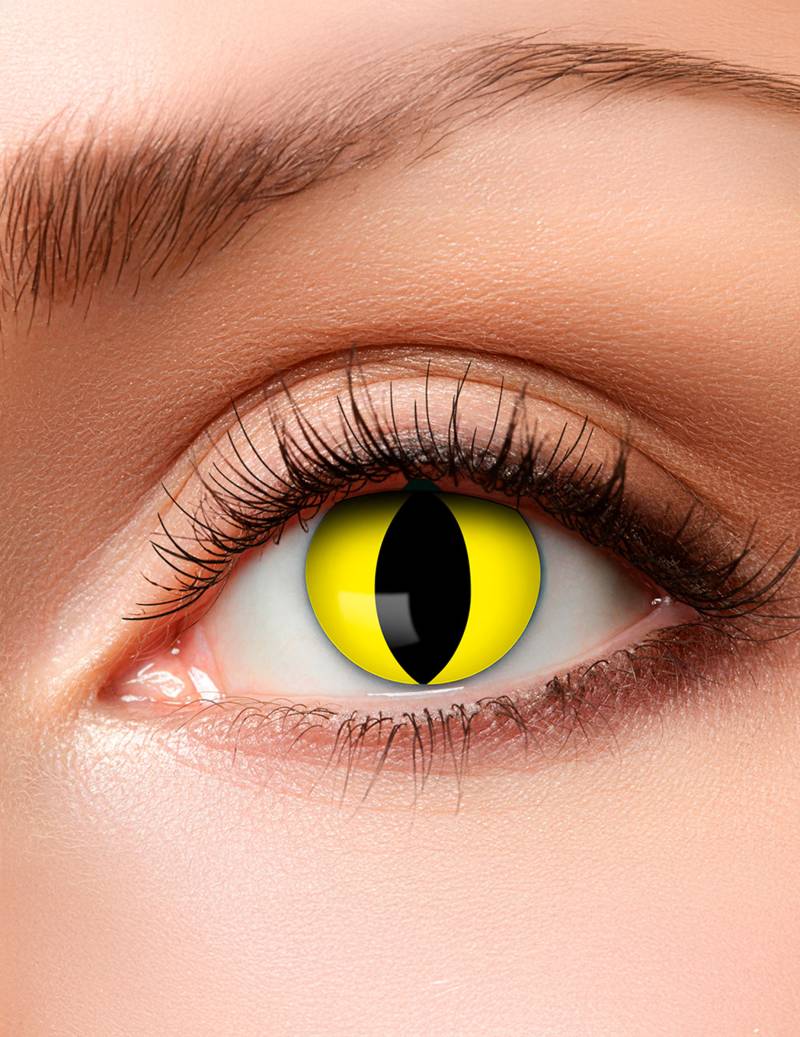 Listige Schlangenaugen-Kontaktlinsen für Erwachsene Halloween-Make-up gelb-schwarz von BOLAND BV
