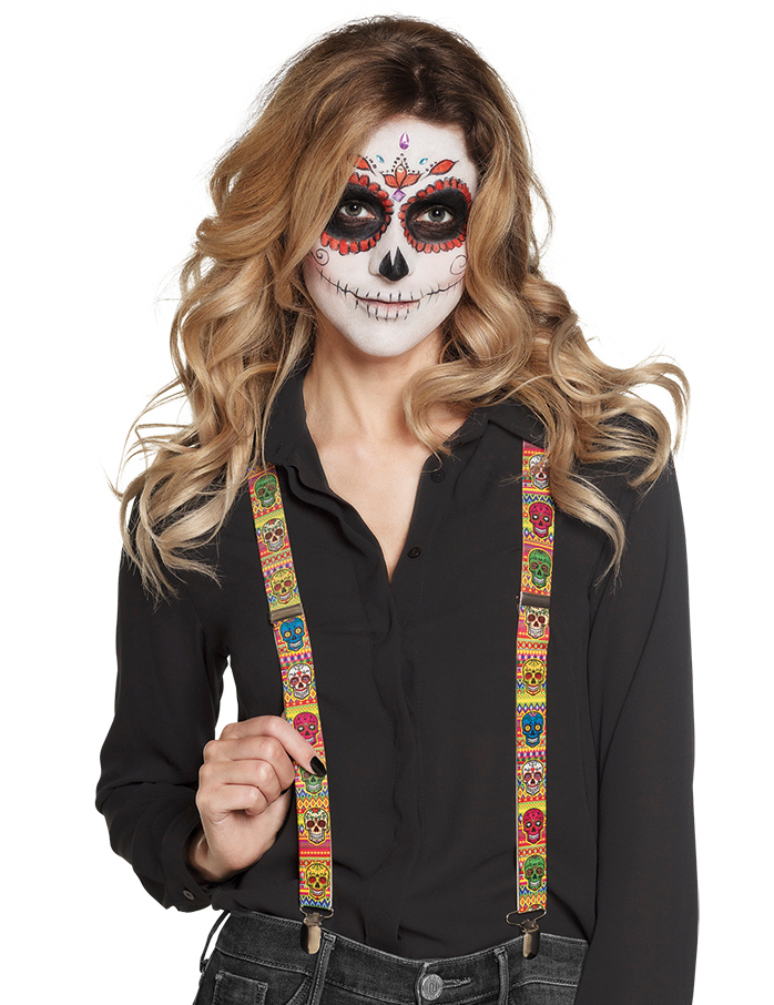 Mexikanische Hosenträger Día de los Muertos Halloween-Accessoire bunt von BOLAND BV