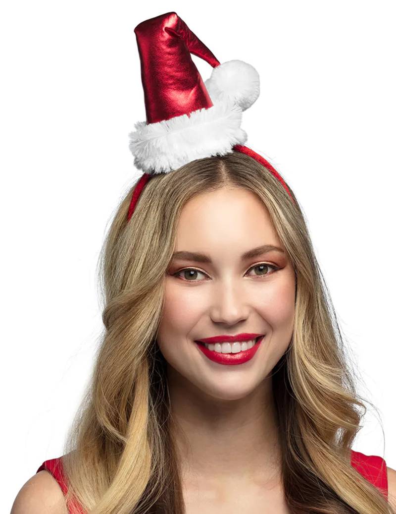 Mini Weihnachtsmütze für Erwachsene Rot Metallic von BOLAND BV