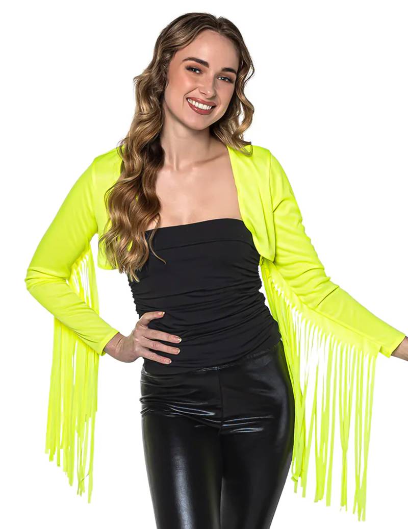 Neon-gelber Bolero mit Fransen für Damen von BOLAND BV