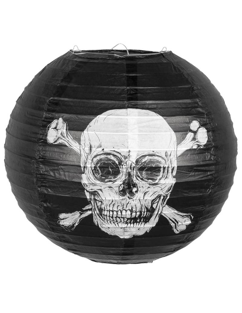 Piraten-Laterne Jolly Roger Partydeko Halloween schwarz-weiss 25 cm von BOLAND BV