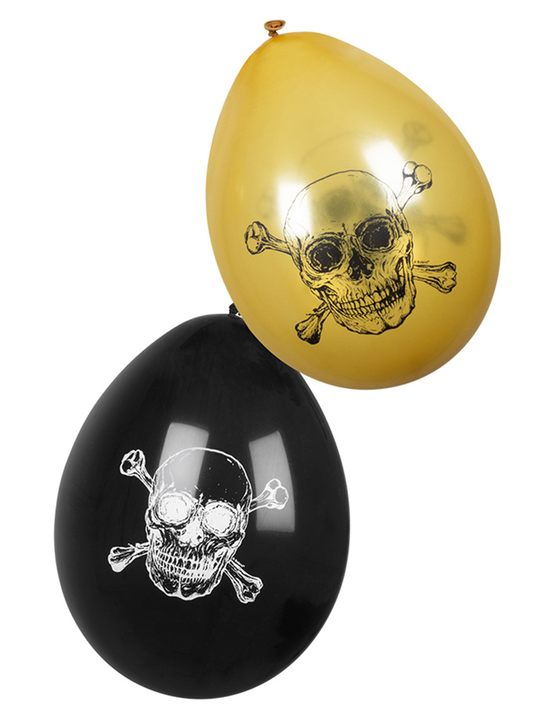 Piraten-Luftballons Jolly Roger 6 Stück goldfarben-schwarz 25 cm von BOLAND BV