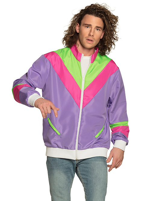 Retro 80er Jahre-Joggingjacke Bad Taste violett-grün-rosafarben Retro 80er Jahre-Joggingjacke Bad Taste violett-grün-rosafarben von BOLAND BV