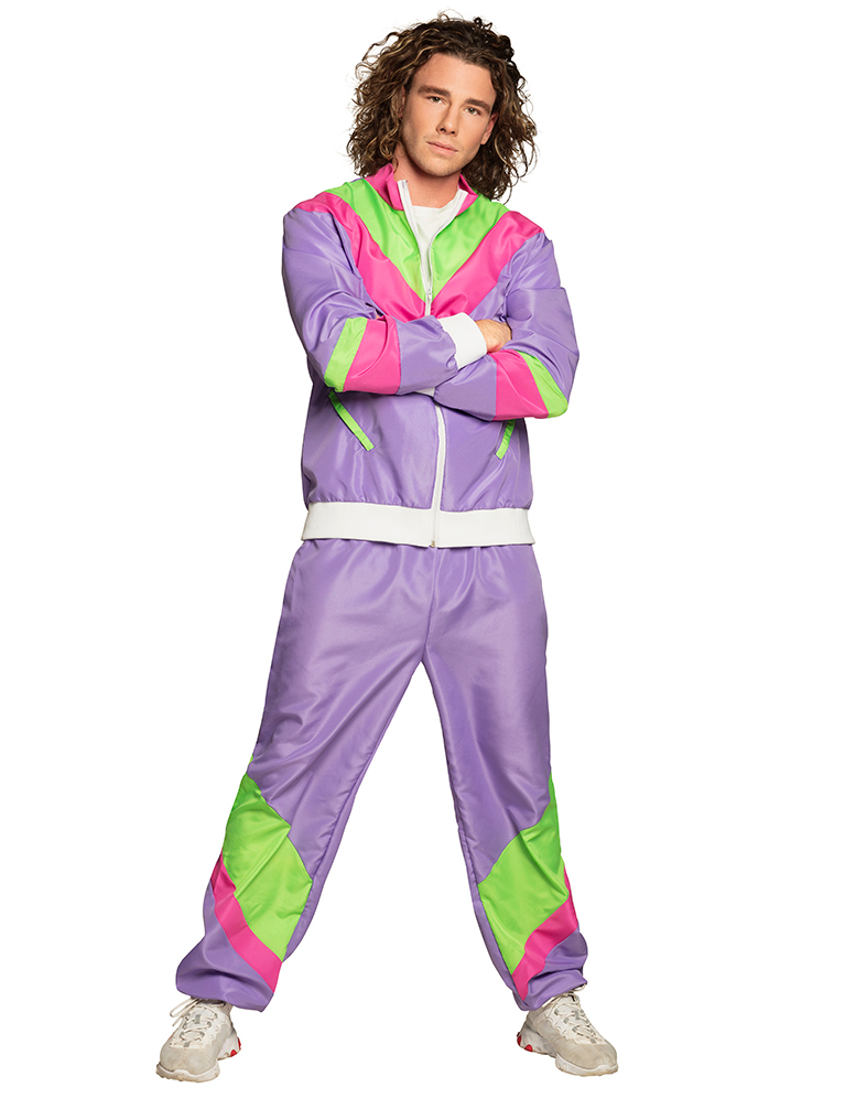 Retro Jogginganzug für Herren 80er Bad Taste violett-rosa-grün Retro Jogginganzug für Herren 80er Bad Taste violett-rosa-grün von BOLAND BV