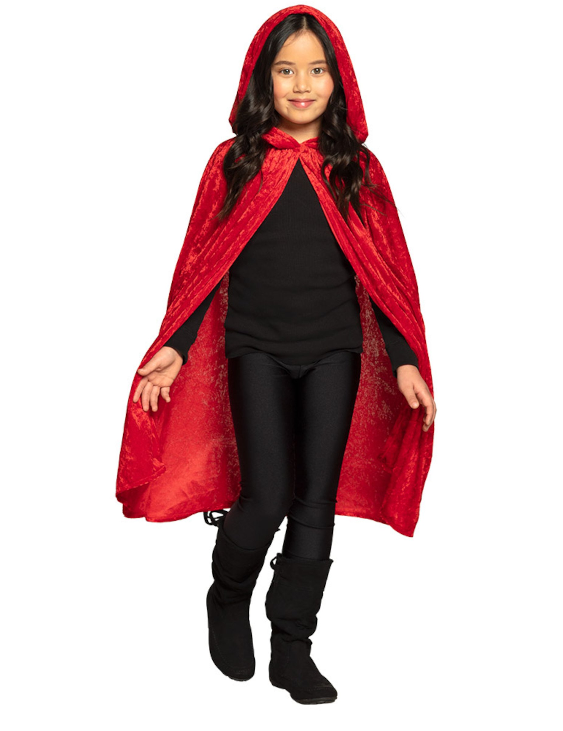 Samtartiger Kapuzenumhang für Kinder rot 115 cm von BOLAND BV