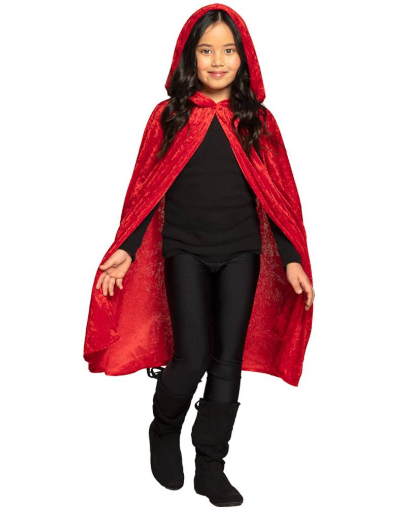 Samtartiger Kapuzenumhang für Kinder rot 115 cm Samtartiger Kapuzenumhang für Kinder rot 115 cm von BOLAND BV