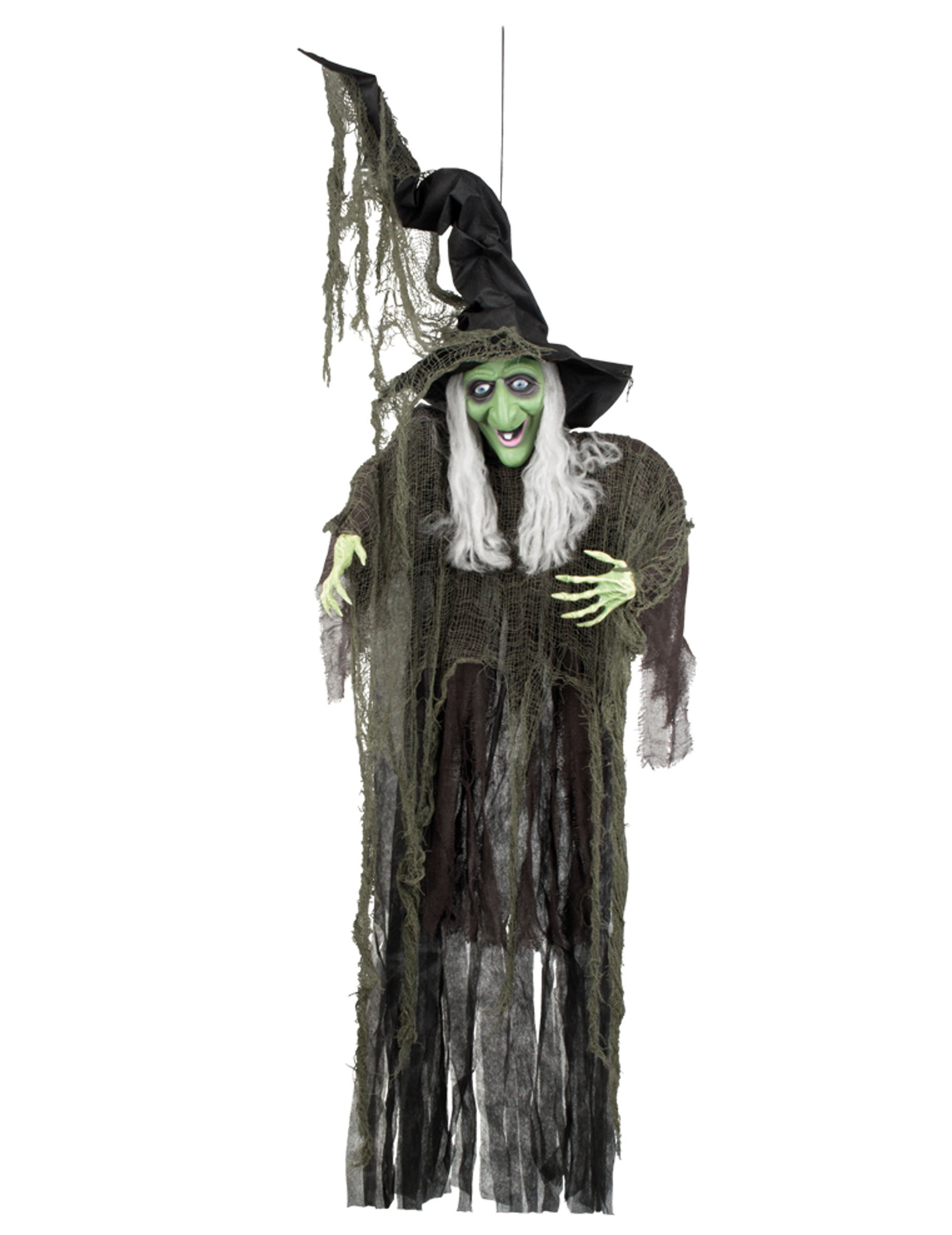 Schaurige Halloween Riesen-Hängedeko Hexe schwarz-grün 190cm von BOLAND BV