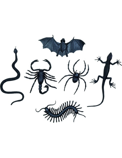 Schaurige Tiere Halloween Partydeko-Set 6-teilig schwarz 10x6cm von BOLAND BV
