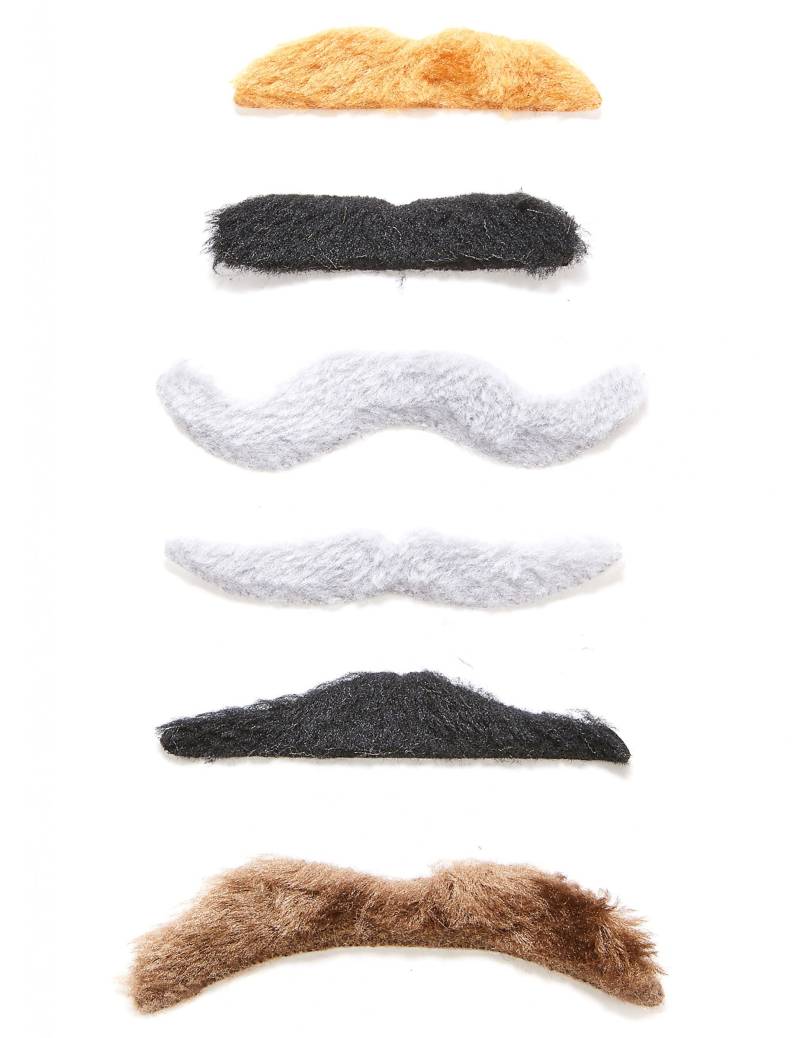Selbstklebendes Schnurrbart-Set 6-teilig bunt von BOLAND BV