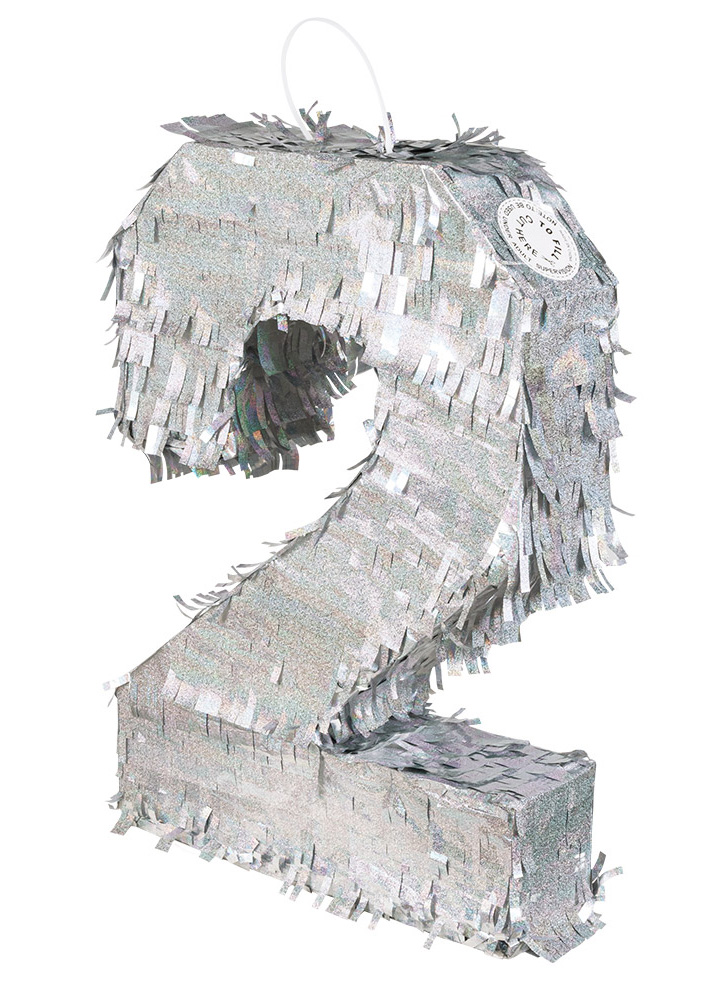 Silberne Hologramm-Piñata Zahl 2 - 40 x 28 x 8 cm zum Geburtstag Silberne Hologramm-Piñata Zahl 2 - 40 x 28 x 8 cm zum Geburtstag von BOLAND BV
