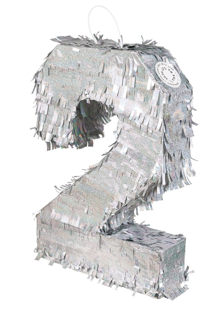 Silberne Hologramm-Piñata Zahl 2 - 40 x 28 x 8 cm zum Geburtstag Silberne Hologramm-Piñata Zahl 2 - 40 x 28 x 8 cm zum Geburtstag von BOLAND BV