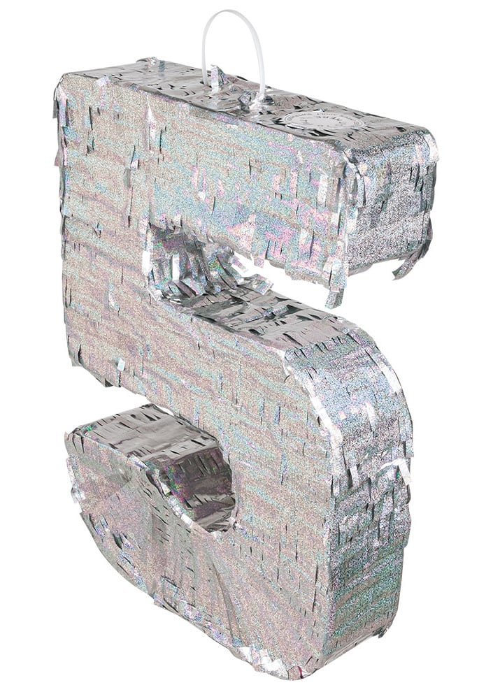 Silberne holografische Pinata Zahl 5 - 40 x 28 x 8 cm für Geburtstag Silberne holografische Pinata Zahl 5 - 40 x 28 x 8 cm für Geburtstag von BOLAND BV