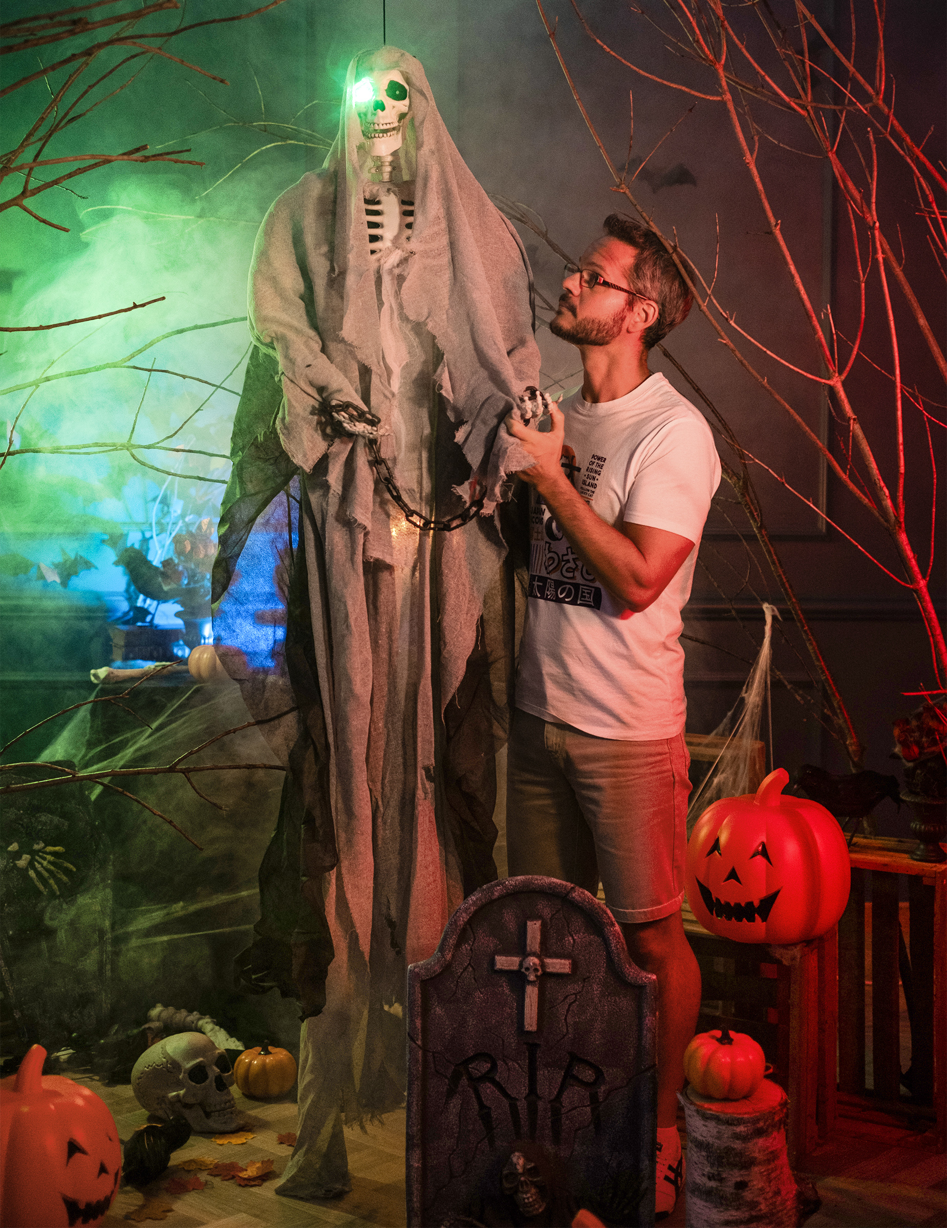 Skelett-Hängedeko Halloweendeko grau-schwarz 180 cm Skelett-Hängedeko Halloweendeko grau-schwarz 180 cm von BOLAND BV