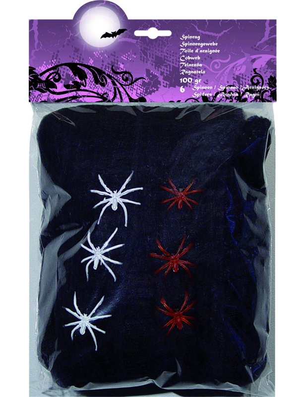 Spinnennetz Partydeko schwarz-weiss-rot 100g Spinnennetz Partydeko schwarz-weiss-rot 100g von BOLAND BV