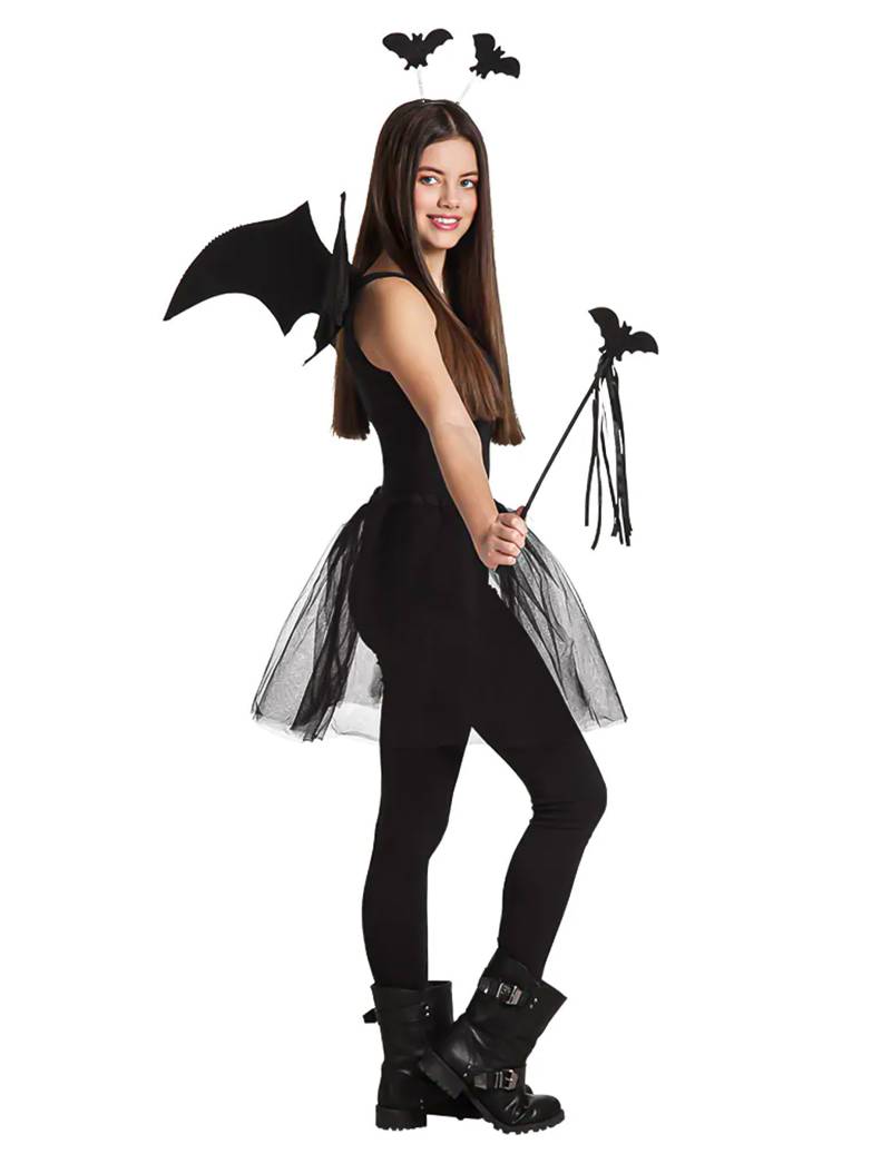 Süsses Fledermaus Kostüm-Set Halloween 4-teilig schwarz von BOLAND BV