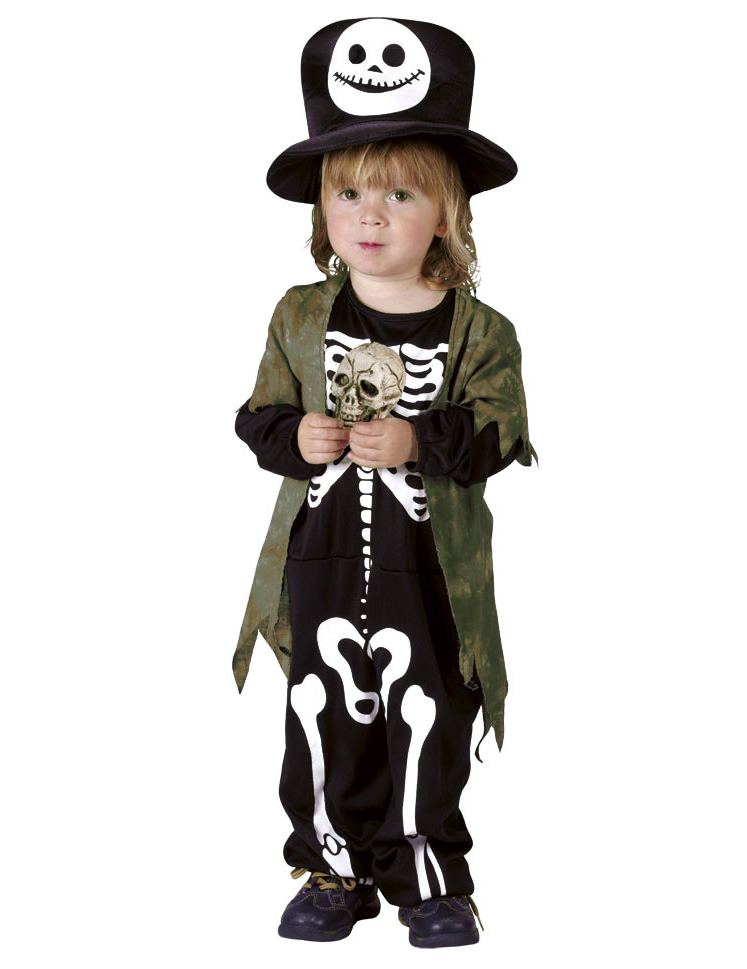 Süsses Skelett Halloween-Kinderkostüm schwarz-weiss von BOLAND BV