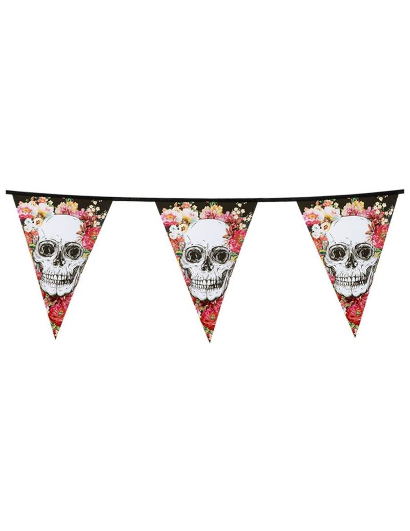 Totenkopf-Girlande Halloween-Dekoration bunt 6m von BOLAND BV