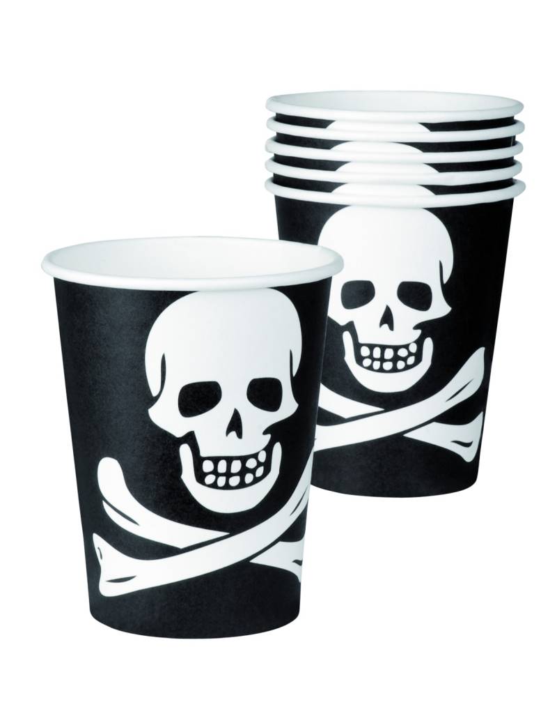 Totenkopfbecher Halloween Tischdekoration 10 Stück schwarz-weiss 210 ml von BOLAND BV