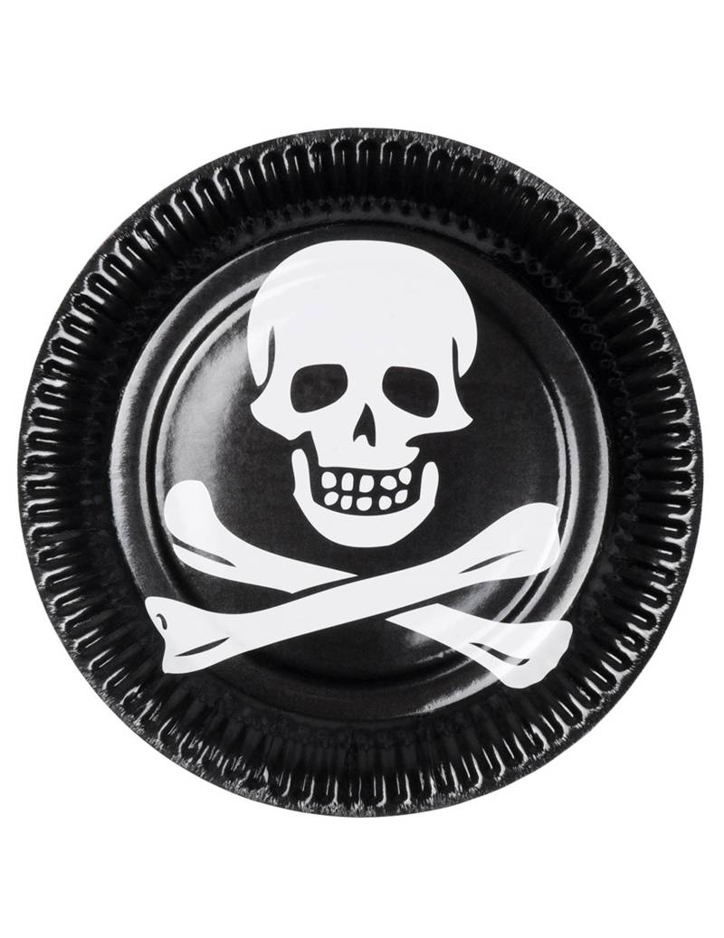 Totenkopfteller Halloween Tischdekoration 10 Stück schwarz-weiss 23 cm von BOLAND BV