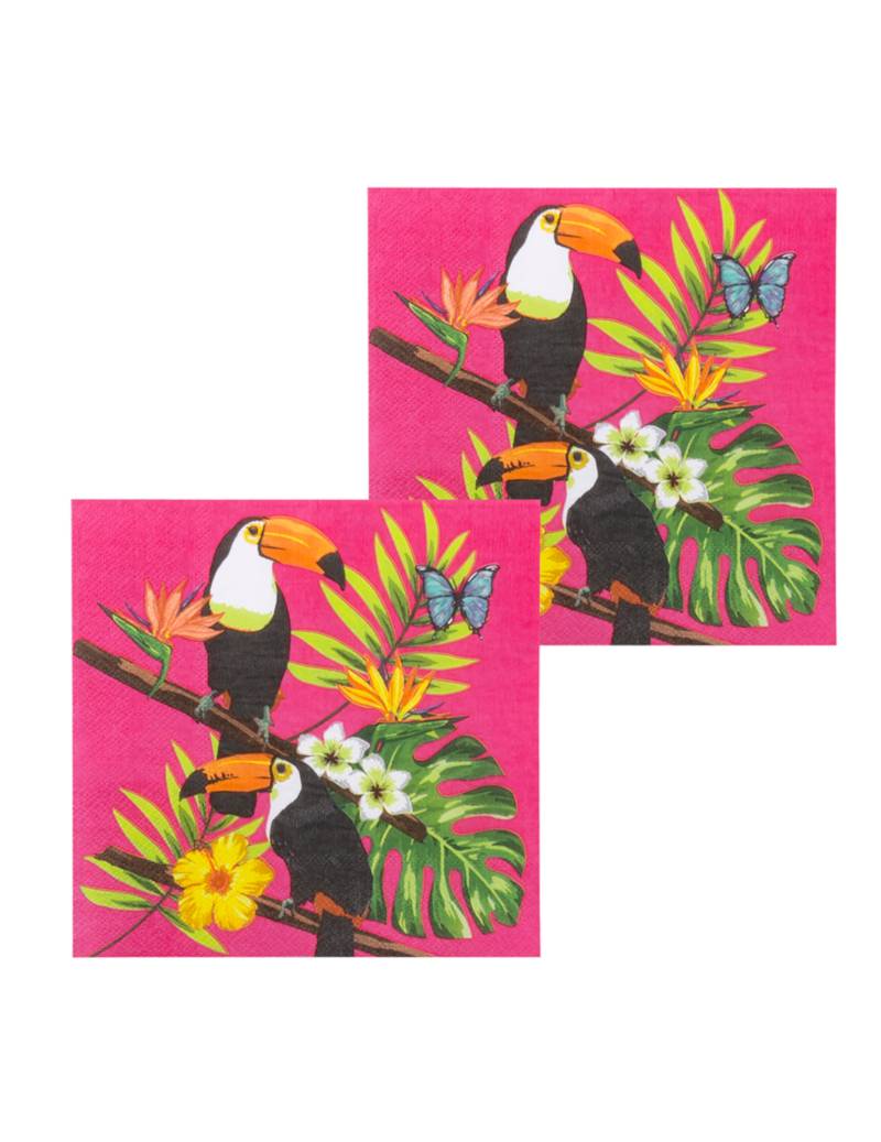 Tukan-Servietten Partydeko 20 Stück bunt 33x33cm von BOLAND BV