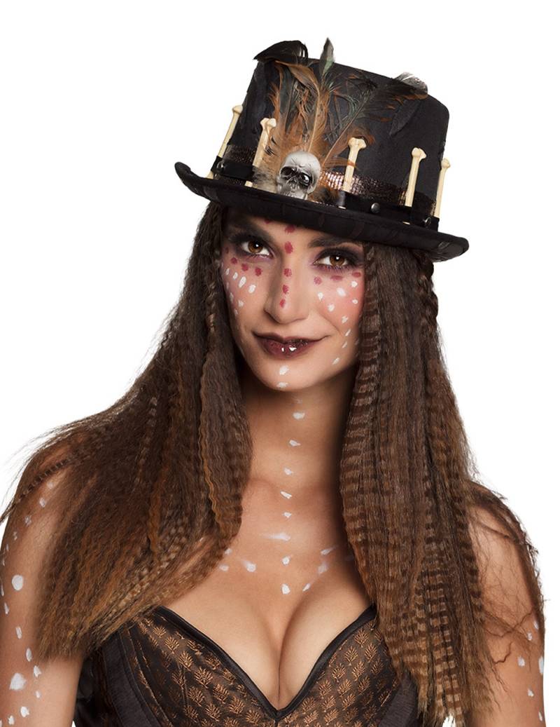 Voodoo-Zylinder Halloween-Kostümaccessoire schwarz von BOLAND BV