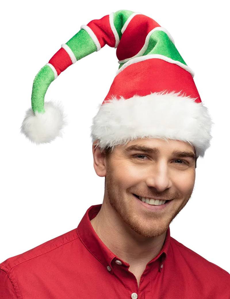 Weihnachtsmütze Gestreift für Erwachsene rot grün von BOLAND BV
