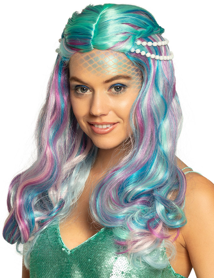 Wunderschöne Meerjungfrau-Perücke für Damen pastellfarben bunt von BOLAND BV