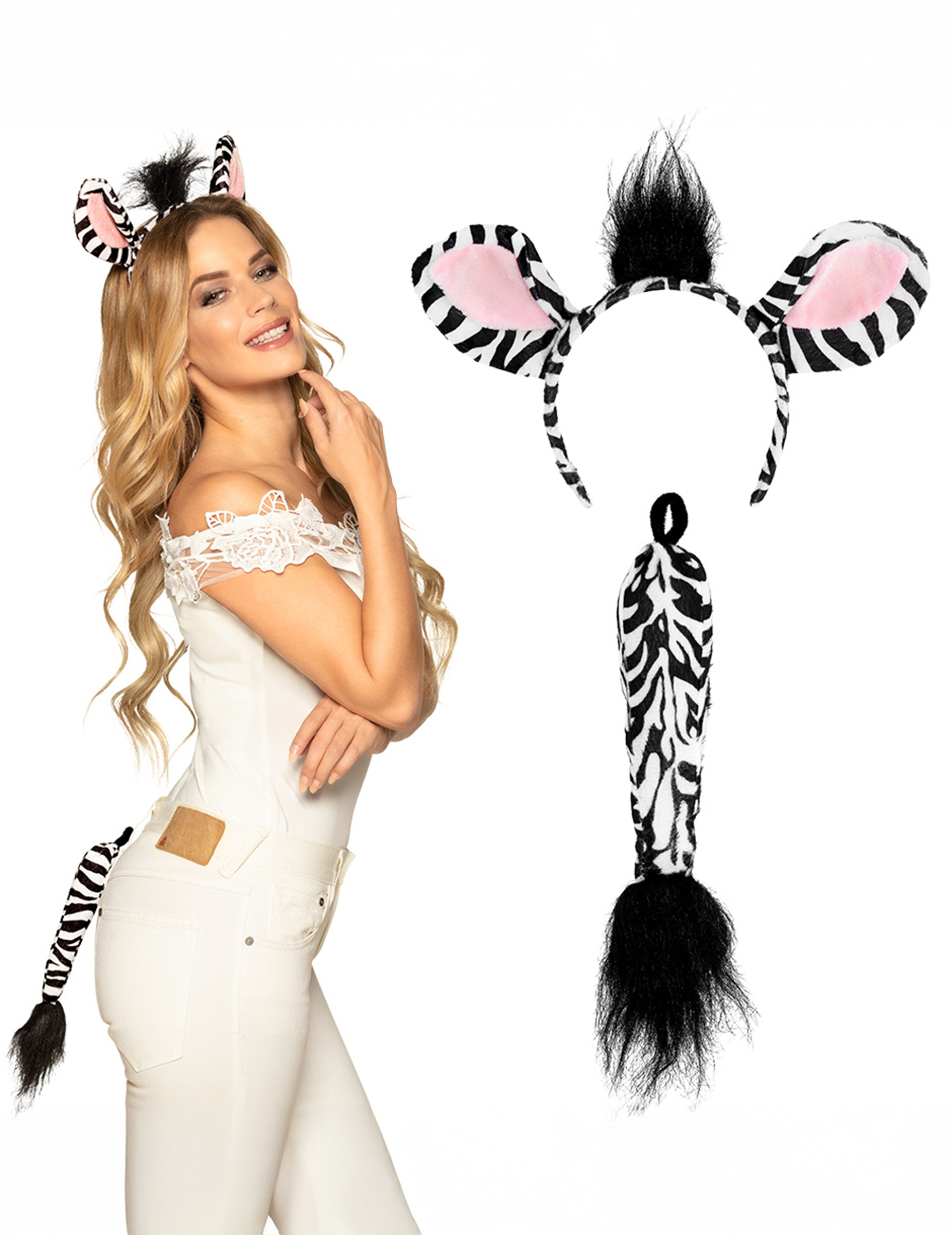 Zebra Kostüm Set schwarz-weiss 2-teilig Zebra Kostüm Set schwarz-weiss 2-teilig von BOLAND BV