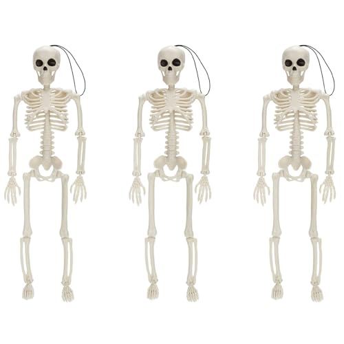 BOLAXHCA 3Stück 40 cm Bewegliche Voll Menschliches Skelett Prop Halloween Party Dekoration Haunted House Requisiten Friedhof Dekor 1 STÜCKE A von BOLAXHCA