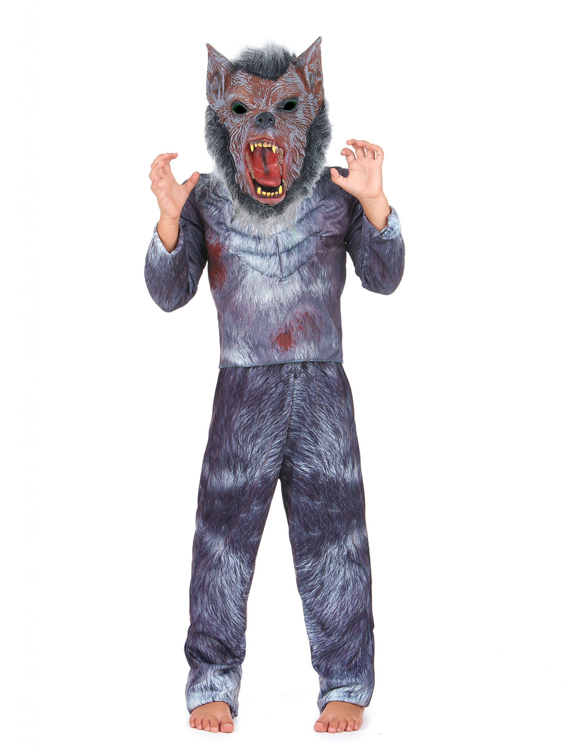 Werwolf Halloween Kinderkostüm grau-braun von KARNEVAL-MEGASTORE