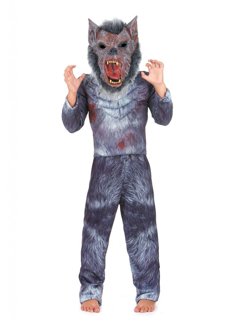 Werwolf Halloween Kinderkostüm grau-braun von KARNEVAL-MEGASTORE