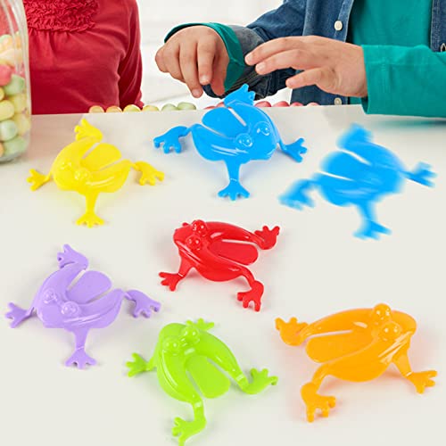 Kunststoff Springfrösche, 12 Stück Leichtes umweltfreundliches Froschsprungspielzeug mit Eimer für Party Entertainment (Transparenter Eimer) von BOLORAMO