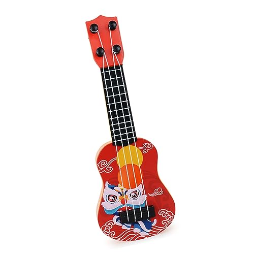 Mini-Ukulele für Kinder, Musik-Ukulele mit 4 Saiten, gute Dekoration, leichtes Kunststoffgehäuse für die tägliche Unterhaltung (Rot) von BOLORAMO