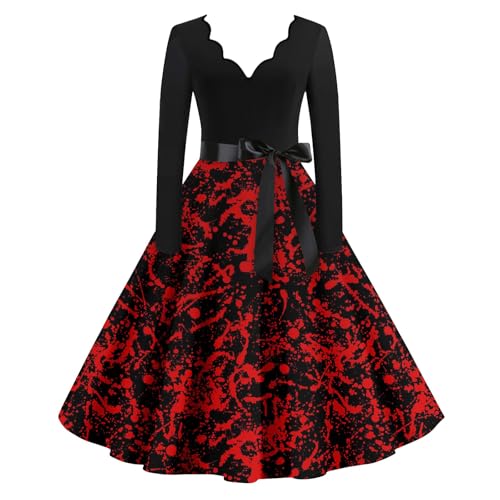 BOLUOBAO Halloween Damen Kleid Gothic Kleidung Cosplay Hepburn Kleider KostüMe Blutiges Horror Leicht Blutigem Bedrucktes von BOLUOBAO