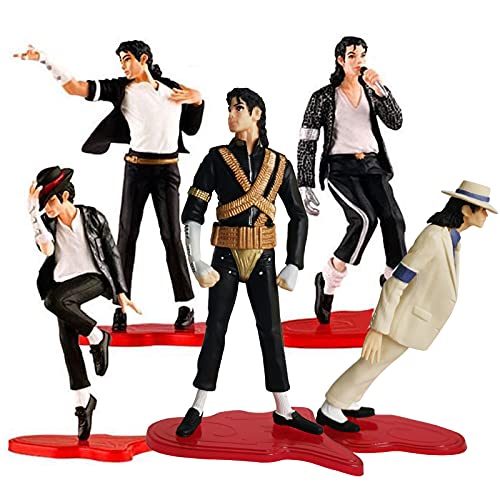 BOMJJOR 5 Pack Michael Action Figure Rock King Classic Album Dolls MJ Action Figure Toy Playset von BOMJJOR