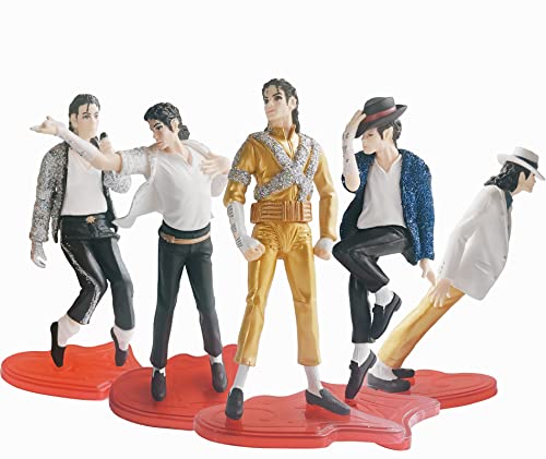 BOMJJOR 5 Pack Michael Jacksn Dolls Rock King Classic Album Action Figure Toy Playset with Box (Concert Version) von BOMJJOR