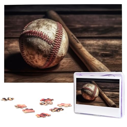 Baseball auf Holzpuzzles Personalisiertes Puzzle 1000 Teile Puzzle aus Fotos Bilderpuzzle für Erwachsene Familie von BONDIJ