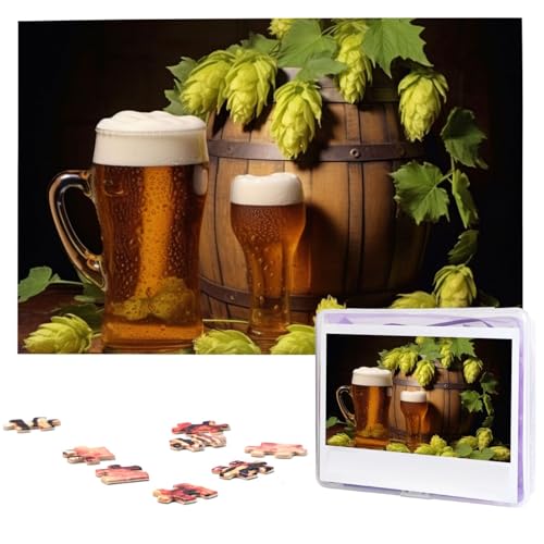 Bier- und Hopfenzapfen-Puzzle, personalisiertes Puzzle, 1000 Teile, Puzzles aus Fotos, Bilderpuzzle für Erwachsene, Familie von BONDIJ