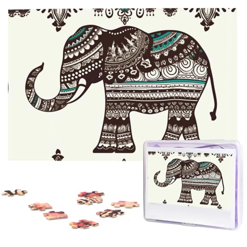 Böhmische Elefantenmuster Puzzles Personalisiertes Puzzle 1000 Teile Puzzles von Fotos Bild Puzzle für Erwachsene Familie von BONDIJ