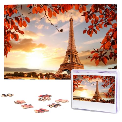 Eiffelturm und rote Blätter Puzzles Personalisiertes Puzzle 1000 Teile Puzzles von Fotos Bild Puzzle für Erwachsene Familie von BONDIJ