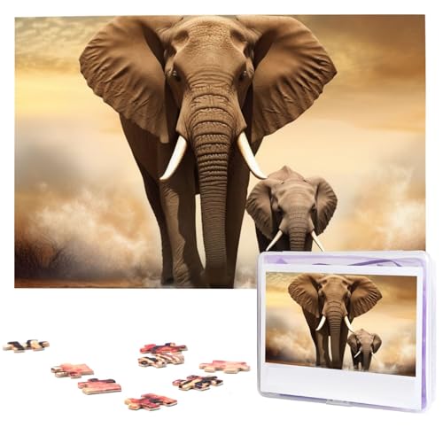 Elefanten- und Baby-Elefanten-Puzzle, personalisiertes Puzzle, 1000 Teile, Puzzles aus Fotos, Bilderpuzzle für Erwachsene, Familie von BONDIJ