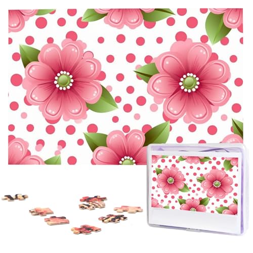 Polka Dot Pink Flower Puzzles Personalisiertes Puzzle 1000 Teile Puzzle aus Fotos Bilderpuzzle für Erwachsene Familie von BONDIJ