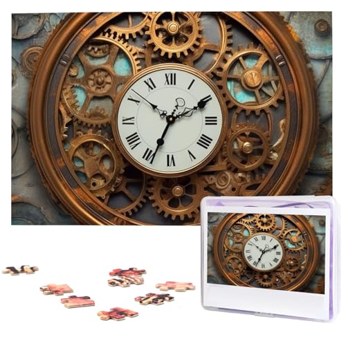 Rusty Steampunk Clock Puzzles Personalized Puzzle 1000 Pieces Jigsaw Puzzles from Photos Picture Puzzle for Adults Family von BONDIJ