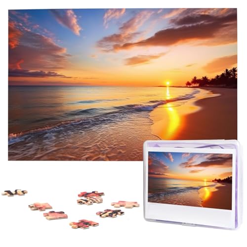 Schöne tropische Sonnenaufgang am Strand Puzzles Personalisiertes Puzzle 1000 Teile Puzzle aus Fotos Bilderpuzzle für Erwachsene Familie von BONDIJ