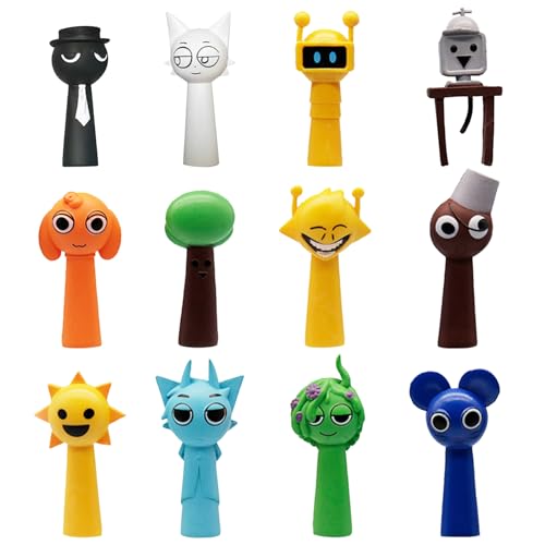 12 Stück Sprunki Spielzeug Figuren Horror Spiele Sprunki Charakter Skulptur Cartoon Lustige Figuren Für Die Sammlung Bunte Sprunki Action Figures Sprunki Toys Für Kinder Und Erwachsene, Gamer Und Deko von BONGSHAKALAKA
