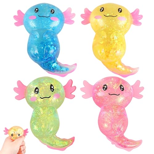 4 Stück Axolotl Squeeze Toy Squishy Stress Glitter Axolotl Spielzeug Entzückende Axolotl Squeeze Spielzeug Axolotl Sugar Squeeze Toy Anti Stressball Stress Toy Für Kinder Und Erwachsene von BONGSHAKALAKA