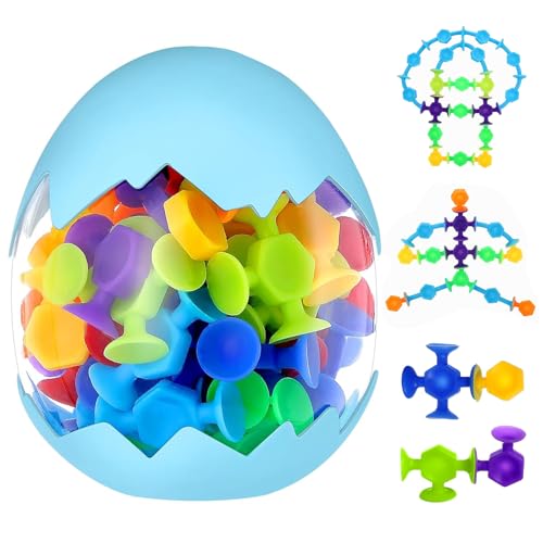 48 Stück Silikon Bausteine Saugspielzeug Silikon Sensorik Reise Spielzeug Mit Dinosauriereier Badespielzeug Sensorik Spielzeug Sensorisches Saugspielzeug Montessori Spielzeug Ab 3 Jahre von BONGSHAKALAKA